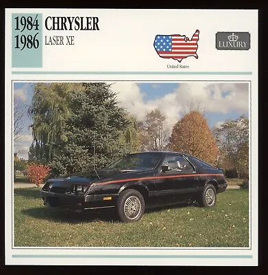 1984 - 1986 Chrysler Laser XE  Classic Cars Card • $4.95