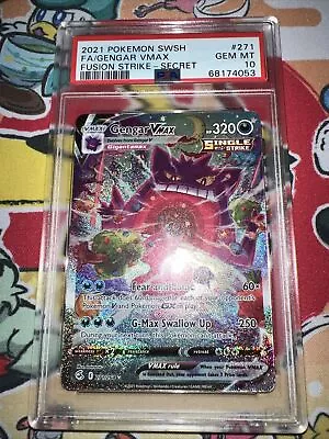 2021 Pokemon Fusion Strike 271/264 Alternate Full Art Gengar VMAX PSA 10 • $600