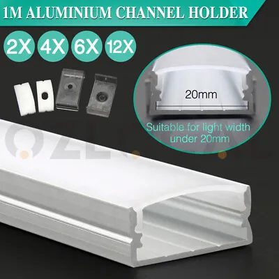 20mm 1m Aluminium Light Channel Frosted Cover Profile Bar Led Strip Lights • $11.59