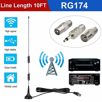 Indoor Digital Radio Antenna Stereo FM/AM Signal Receiver W/Magnetic Base Stand • $8.98