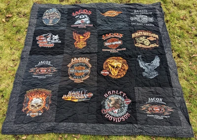 $218.47 • Buy Harley-Davidson Quilted T-Shirt Patchwork Blanket Throw - HD Motorcycles Blanket