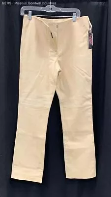 Vs2 By Vakko Women Cream Vintage Lambs Leather Bootcut Pants - Size 8 • $12.99