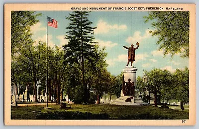 Frederick Maryland - Grave & Monument Of Francis Scott Key - Vintage Postcards • $4.49