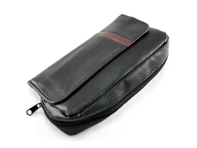 Black Leather 2 Tobacco  Pipes Pipe Bag Case Tobacco Accessories Pouch • $17.65