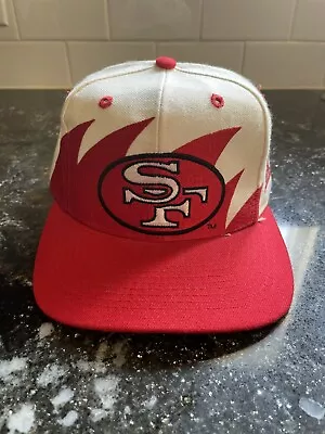 VINTAGE 90s San Francisco 49ers SharkTooth Logo Athletic Snapback Hat NFL NICE!! • $159.95