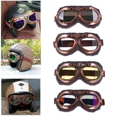 Retro Vintage Aviator Pilot Motorcycle Cruiser Scooter Biker Goggles For Harley • $9.97