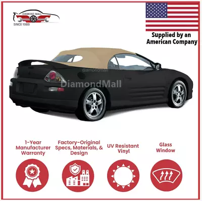 Fits Mitsubishi Eclipse 2000-2005 Convertible Soft Top & Glass Window Tan Twill • $359.10