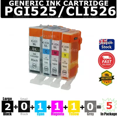 5x Generic Ink PGI-525 CLI-526 For Canon MG5150 MG5250 MX885 MX895 IP4850 IX6550 • $13