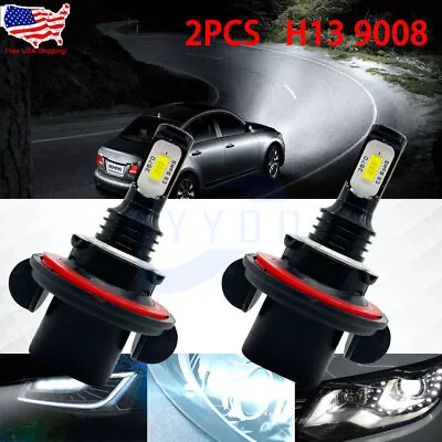 2 Pcs H13 9008 LED Headlight Bulbs Kit  Hi/Lo Beam Super Bright White 6000K • $12.92