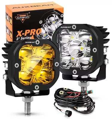 AUXBEAM 3 Inch LED Work Fog Lights Ditch Pods Driving Lamp Amber/White For Honda • $118.98