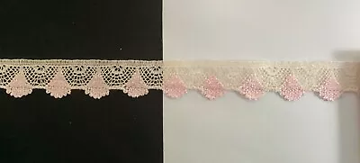 1/2  Heirloom Pink & Beige Scalloped English Cotton Lace Vintage Doll Clothing • $2.29