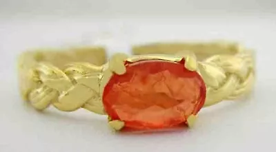 GENUINE 0.72 Cts PADPARADSCHA SAPPHIRE RING 10k GOLD -Free Certificate Appraisal • £22.72