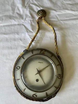 Vintage Nautical Style Wood Rope Brass Wall Clock DUGENA Ship Boating • $60