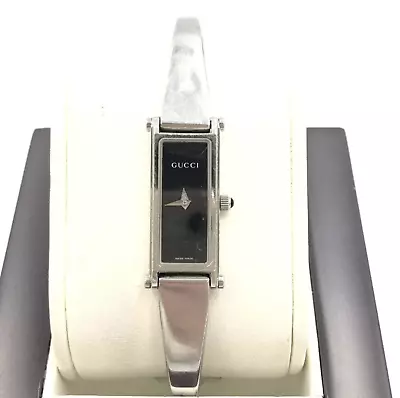 Gucci 1500L Watch Ladies Quartz 12mm Black Rectangle Swiss Made Vintage • $69.68