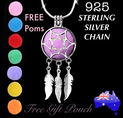 $8.95 • Buy Dreamcatcher Essential Oil Diffuser Locket 925 Sterling Silver Chain Necklace 
