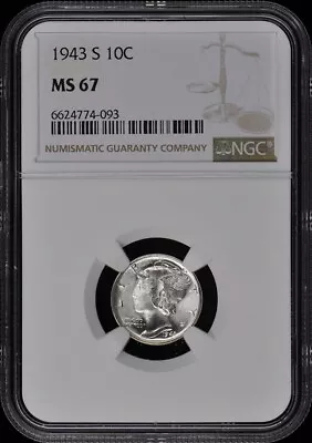 1943-S Mercury Dime 10C NGC MS67 • $89.99
