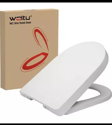 WOLTU Toilet Seat D Shape Soft Close Adjustable Hinge Toilet Lid Cover & Fixings • £2.99