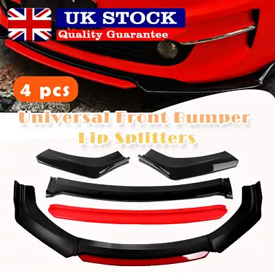 Universal Gloss Black Car Front Bumper Protector Lip Body Spoiler Splitter Kit • £19.79