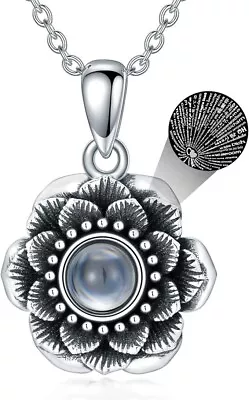 Lotus Flower Necklace 925 Sterling Silver I Love You 100 Languages Pendant Neckl • £7.99