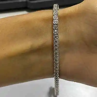 QVC Epiphany Platinum Clad Diamonique Set Tennis Bracelet Pre-owned Jewelry • $20.50