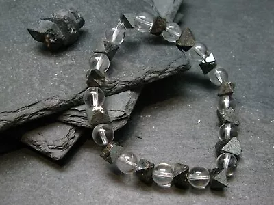 Magnetite & Quartz Crystals Genuine Bracelet ~ 7 Inches ~ 8mm Crystal Beads • $79.50