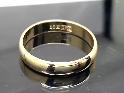 Men's Wedding Band 10k Yellow Gold Plain Ring 3.9mm Wide Estate Jewelry Size 9.5 • $247.48