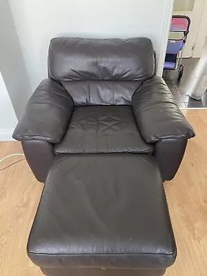 £85 • Buy Leather Arm Chair & Foots Stool 