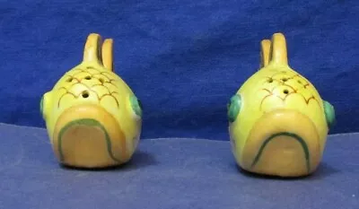 Vintage Yellow With Big Eyes Fish Salt And Pepper Shaker Set Lot Japan • $14.97