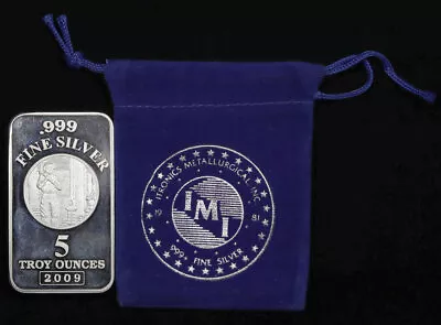 2009 NMI Nevada Metallurgical Inc. Prospector 5 Oz .999 Silver Bar In IMI Pouch • £141.73