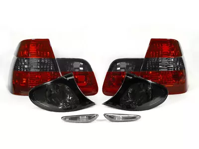 DEPO Euro Red/Smoked/Red Tail + Corner + Side Marker Lights For BMW E46 02-05 4D • $214.96