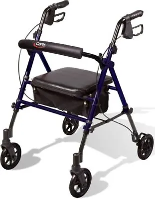 $84.99 • Buy Aluminum Rollator Rolling Walker With Medical Curved Back Soft Seat Light Weight