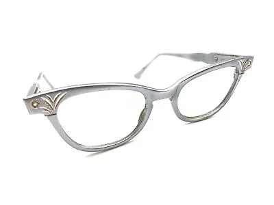 Flair Vintage Matte Gray Cat Eye Eyeglasses Frames 44-20 140 USA Designer Women • $199.99