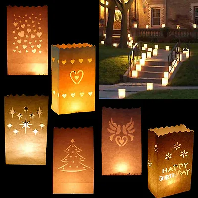 Paper Candle Bags Garden Tea Lights Walkway Lantern Path Outdoor Stairs Romance • £14.99