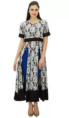 Bimba Women Designer Long Front Slits Kurti Dress Indian Clothing-9o2 • $62.69