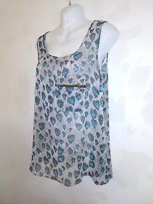 Max C London Sleeveless Grey Mix Patterned Top Size 12 • £14.99