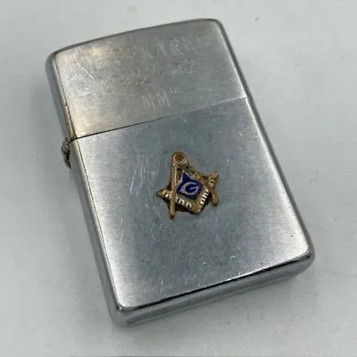 Vintage Zippo 1973 The Masonic Square And Compasses  Freemasonry  Oil Lighter • $194