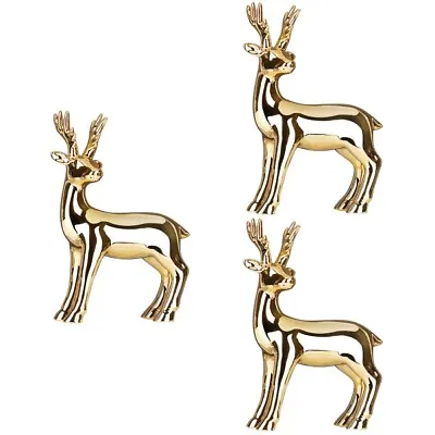 £36.68 • Buy 3x Decorative Deer Ceramic Sculpturess Glossy Accents For Art