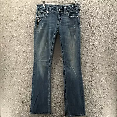 Miss Me Jeans Womens 28 Blue Denim Low Rise Casual Ladies Boot Cut Flap Pocket * • $14.88