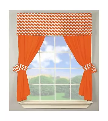 Baby Doll Bedding Chevron Window Valance And Curtain Set Orange • $58.89