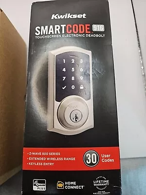 Kwikset Z Wave Smart Code 916 Touchscreen Electronic Keypad Deadbolt Nickel Read • $44.99