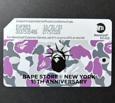 BAPE STORE Limited Edition MetroCard For Collectors Only • $6.95