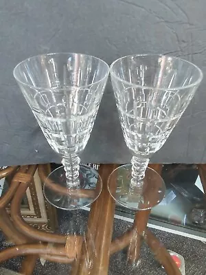 Vintage Crystal Glass Seneca Regina Water Wine Glass Goblet Pair  • $24