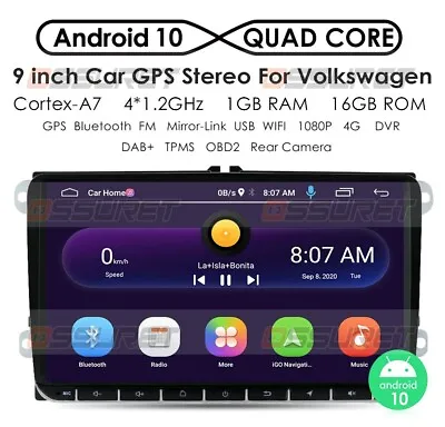 9  HD Android 10 Radio Bluetooth GPS Sat Navi Car Stereo For VW Golf Mk5 R32 GTi • $100.20