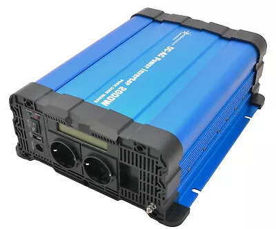 Voltage Converter FS2000D 24V 2000/4000 Watt Pure Sine BLUE Display Inverter • £214.78