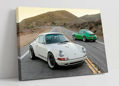 White Porsche -framed Canvas Painting Wall Art Picture Paper Print • £69.99