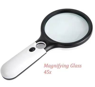 £6.55 • Buy 45X Magnifier  Handheld Reading Magnifying Glass Jewelry Loupe With 3 LED Light