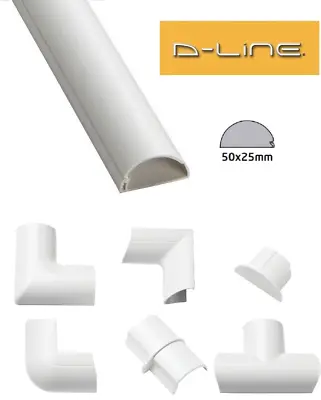 D-Line 50mm X 25mm White Maxi Trunking PVC Cable Management Hide Cover • £3.99