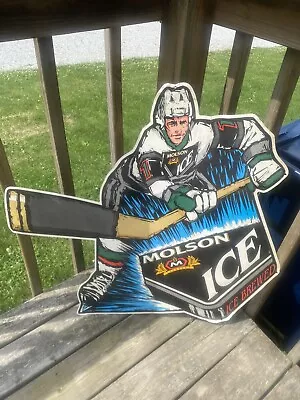 Vintage Molson Ice Metal Beer Sign - Hockey Player - 30  X 30  Ice Brewed • $49.99