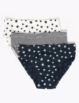 M&S T71/5632D Kids 7 Pack Cotton With Stretch Star Briefs Underwear (2-3 Years) • £9.99