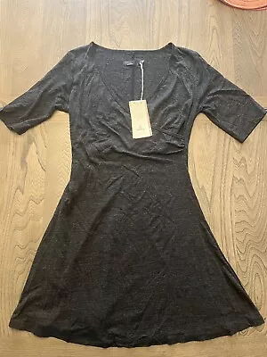 NWT NEW PrAna Dress Women's Large Heather Gray Faux Wrap Nadia Long Sleeve Knit • $39.95